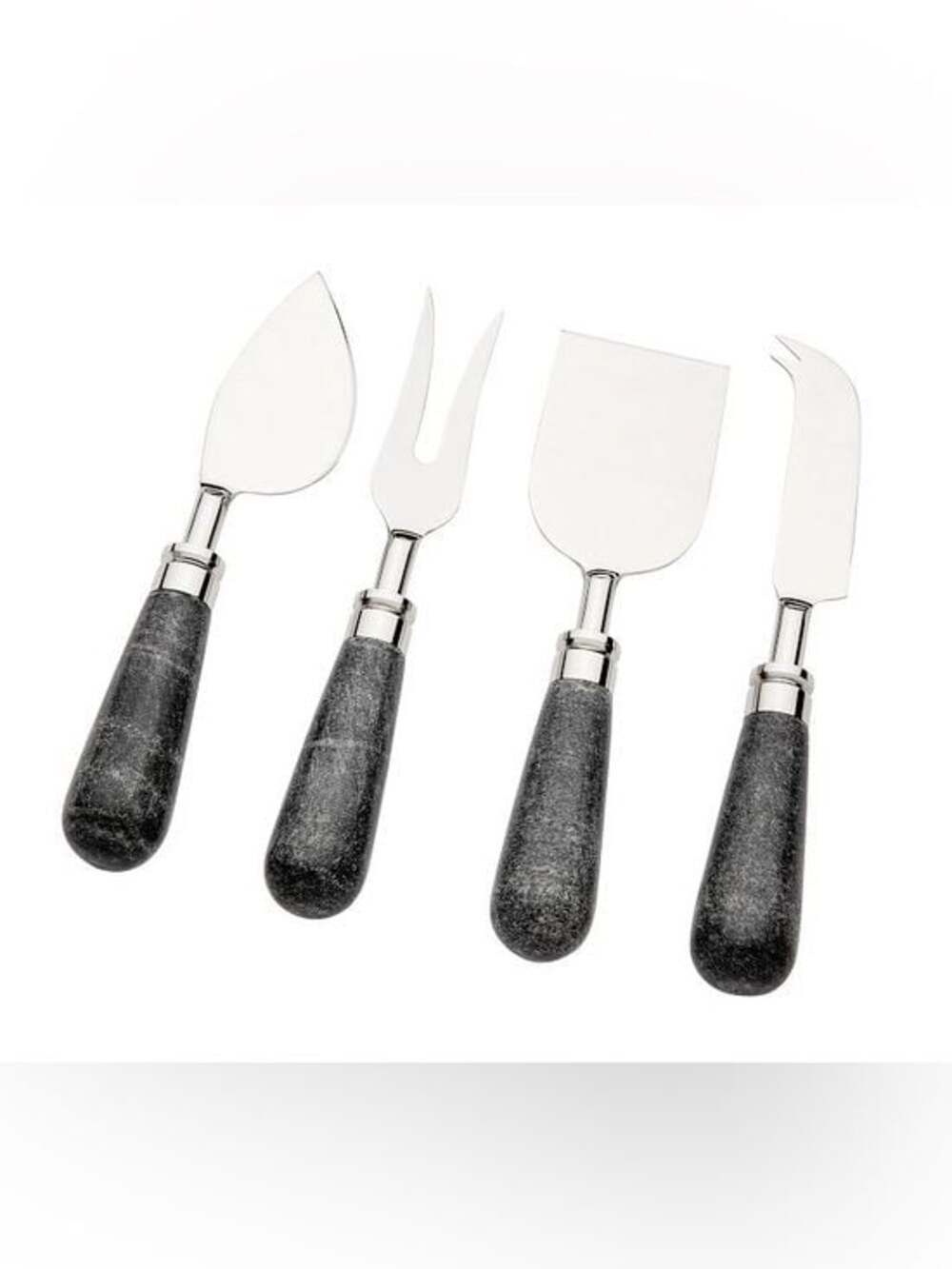 Pottery Barn Charcoal Marble Cheese Knives - Set Of 4 Gift Box